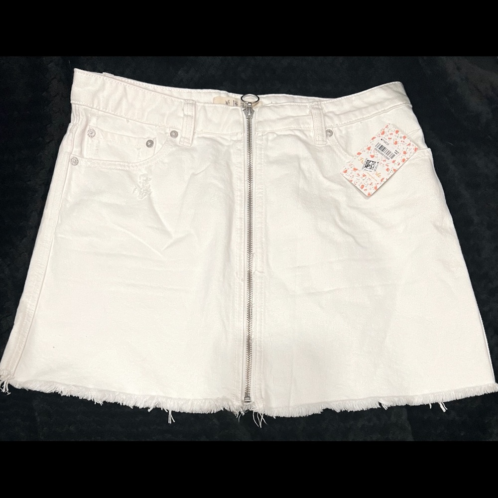 NWT Free People white jean skirt